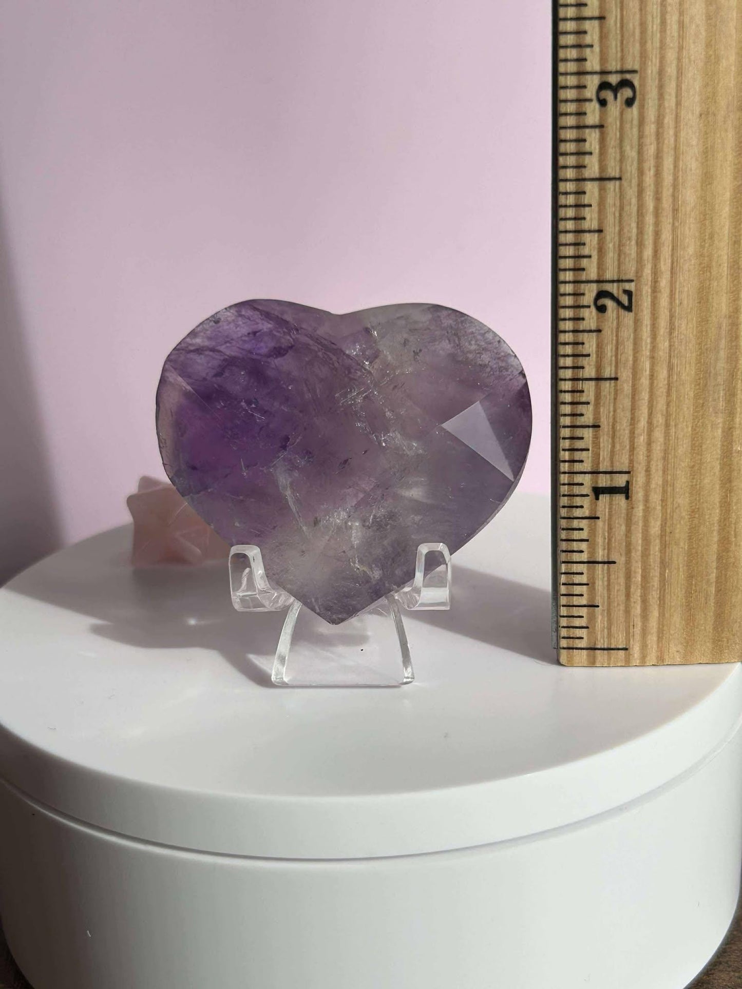 Amethyst Facet Heart Carving Anniversary Gift Mom To Be Gift Meditation Altar Room Decor Baby Shower Breakup Divorce Gift Calming Crystals