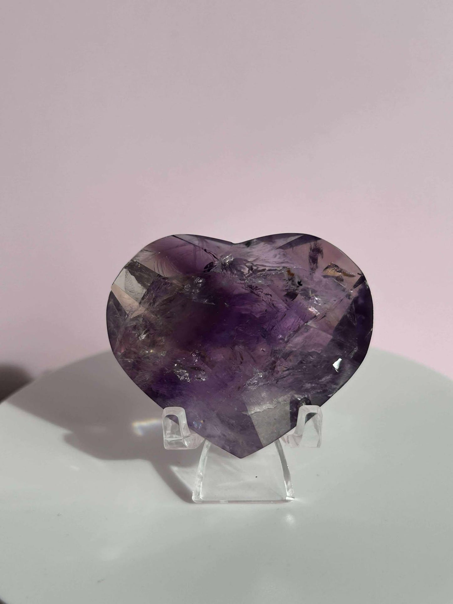 Amethyst Facet Heart Carving Anniversary Gift Mom To Be Gift Meditation Altar Room Decor Baby Shower Breakup Divorce Gift Calming Crystals