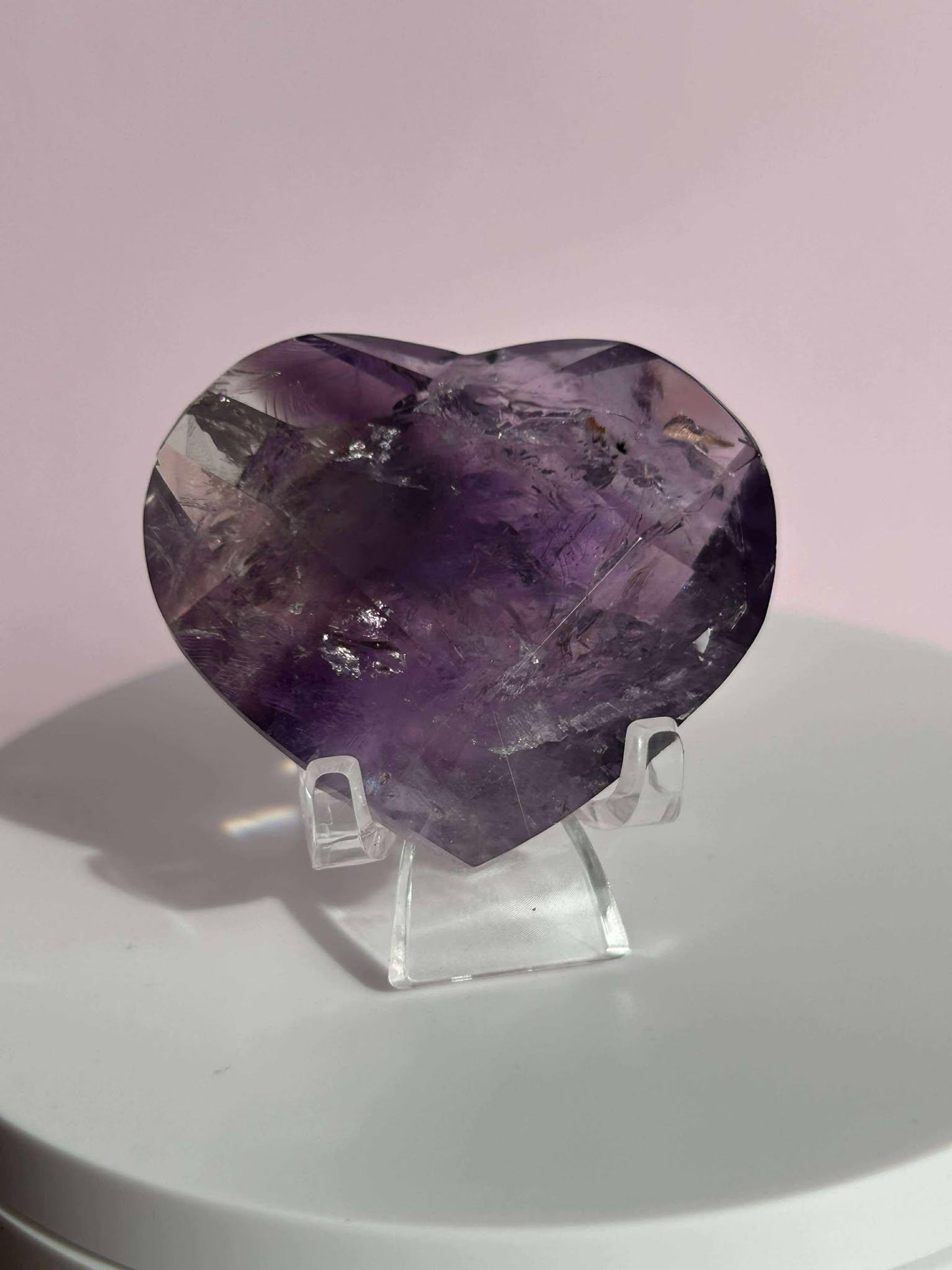 Amethyst Facet Heart Carving Anniversary Gift Mom To Be Gift Meditation Altar Room Decor Baby Shower Breakup Divorce Gift Calming Crystals