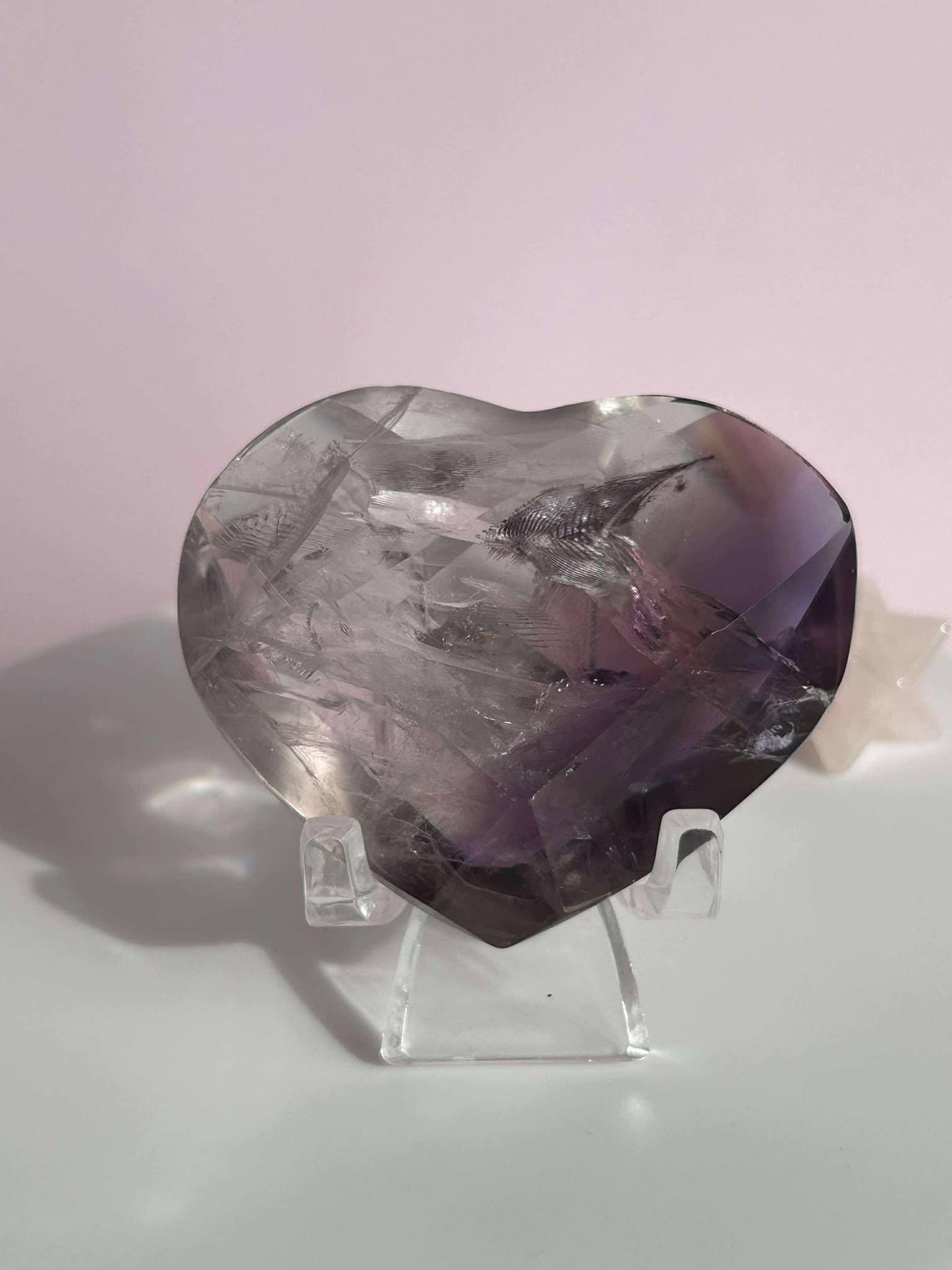 Amethyst Facet Heart Carving Anniversary Gift Mom To Be Gift Meditation Altar Room Decor Baby Shower Breakup Divorce Gift Calming Crystals
