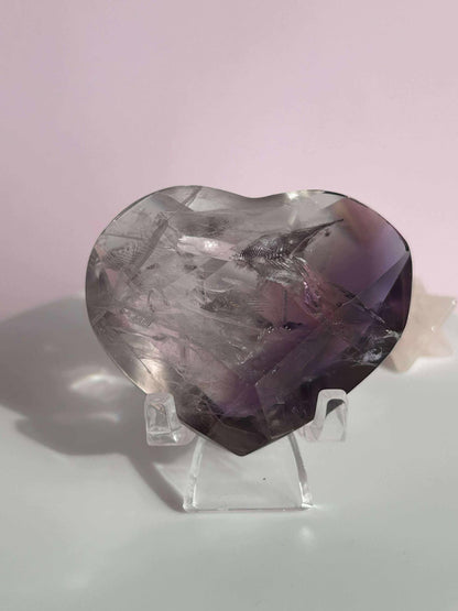 Amethyst Facet Heart Carving Anniversary Gift Mom To Be Gift Meditation Altar Room Decor Baby Shower Breakup Divorce Gift Calming Crystals