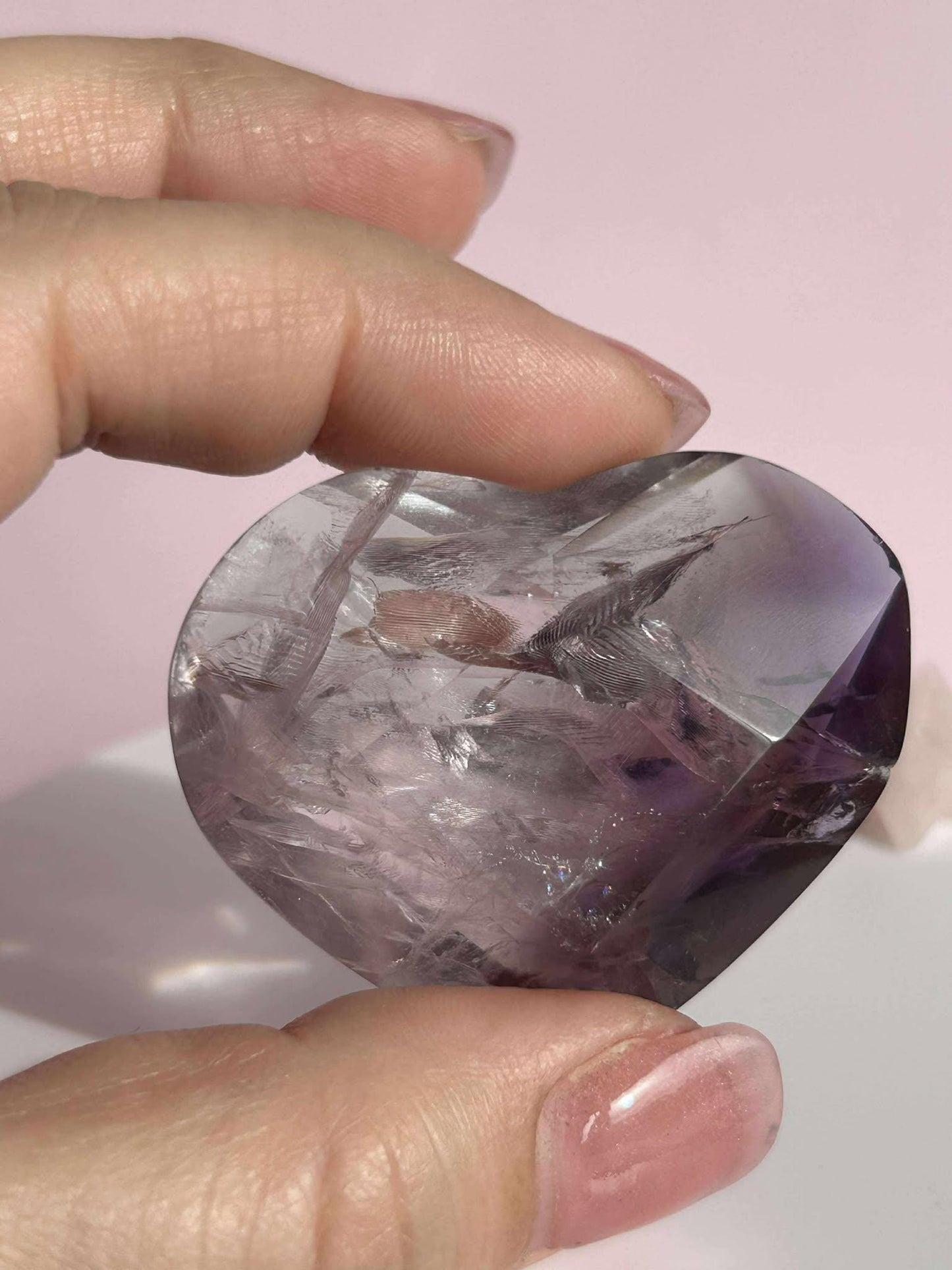 Amethyst Facet Heart Carving Anniversary Gift Mom To Be Gift Meditation Altar Room Decor Baby Shower Breakup Divorce Gift Calming Crystals