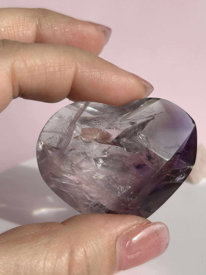 Amethyst Facet Heart Carving Anniversary Gift Mom To Be Gift Meditation Altar Room Decor Baby Shower Breakup Divorce Gift Calming Crystals