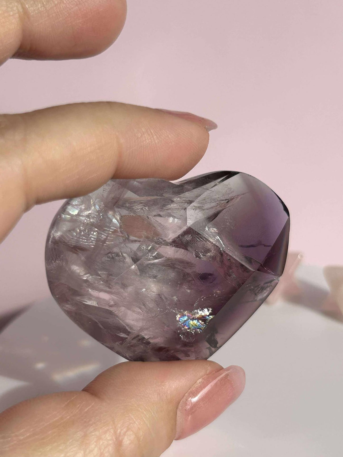 Amethyst Facet Heart Carving Anniversary Gift Mom To Be Gift Meditation Altar Room Decor Baby Shower Breakup Divorce Gift Calming Crystals