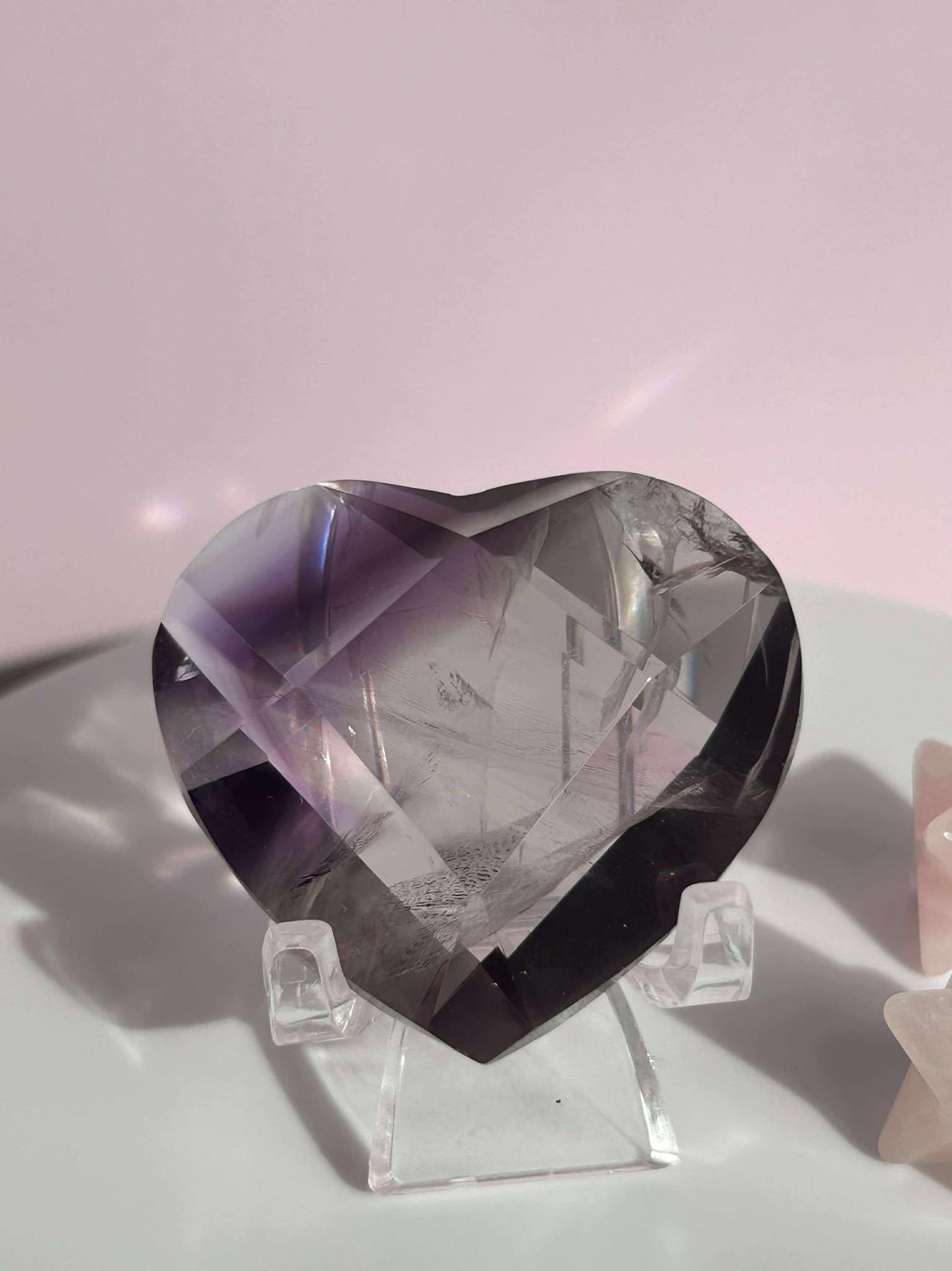 Amethyst Facet Heart Carving Anniversary Gift Mom To Be Gift Meditation Altar Room Decor Baby Shower Breakup Divorce Gift Calming Crystals