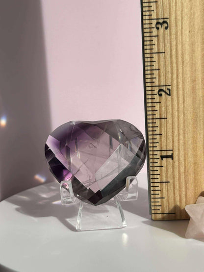 Amethyst Facet Heart Carving Anniversary Gift Mom To Be Gift Meditation Altar Room Decor Baby Shower Breakup Divorce Gift Calming Crystals