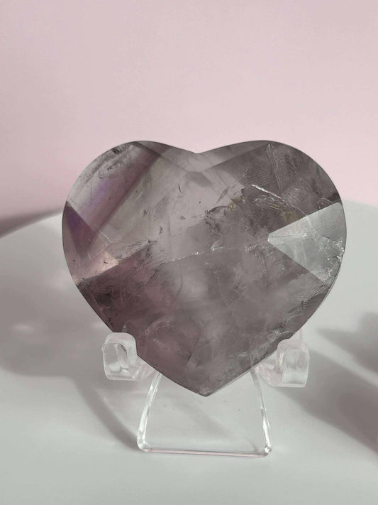 Amethyst Facet Heart Carving Anniversary Gift Mom To Be Gift Meditation Altar Room Decor Baby Shower Breakup Divorce Gift Calming Crystals