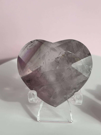 Amethyst Facet Heart Carving Anniversary Gift Mom To Be Gift Meditation Altar Room Decor Baby Shower Breakup Divorce Gift Calming Crystals