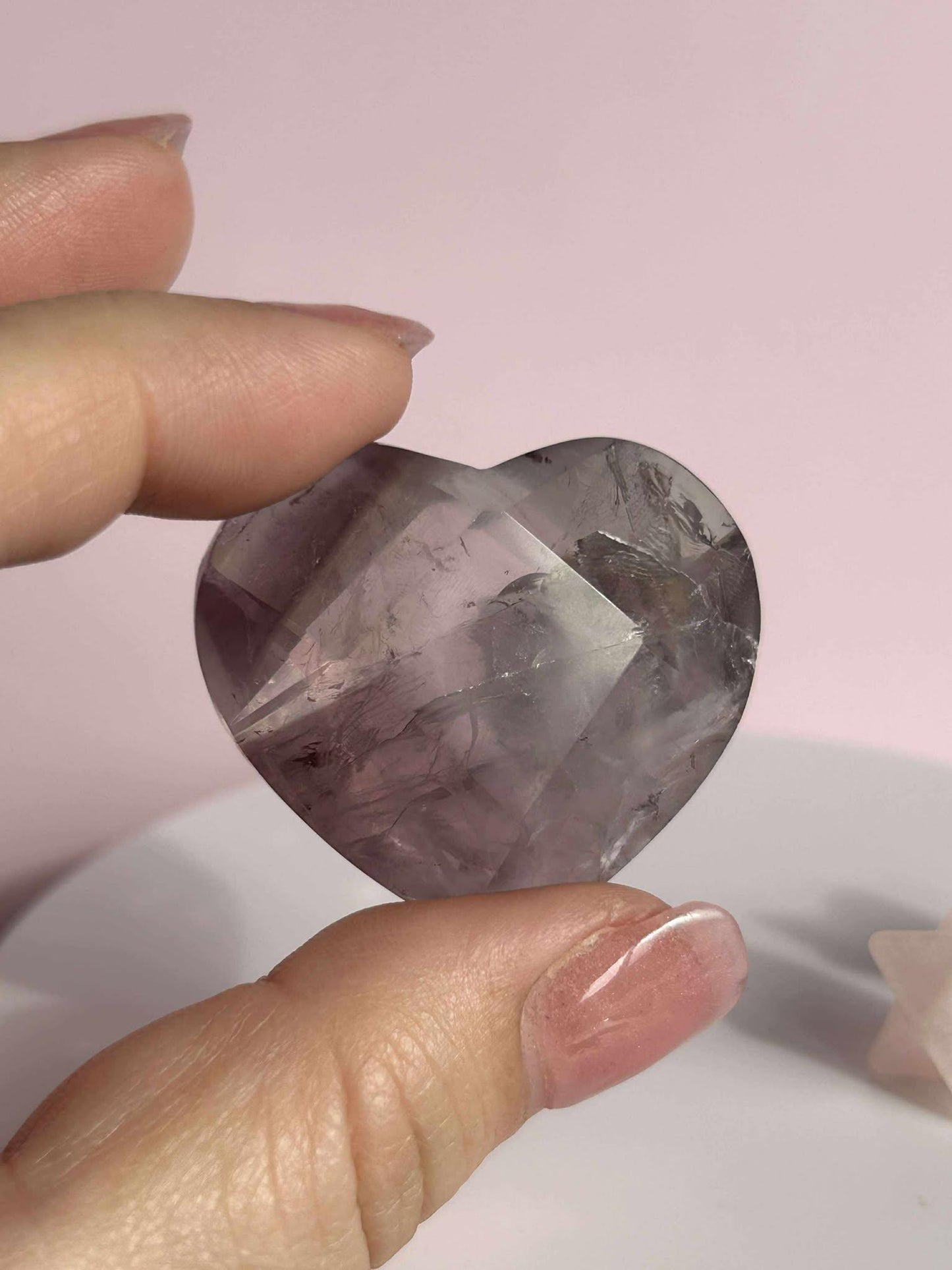 Amethyst Facet Heart Carving Anniversary Gift Mom To Be Gift Meditation Altar Room Decor Baby Shower Breakup Divorce Gift Calming Crystals