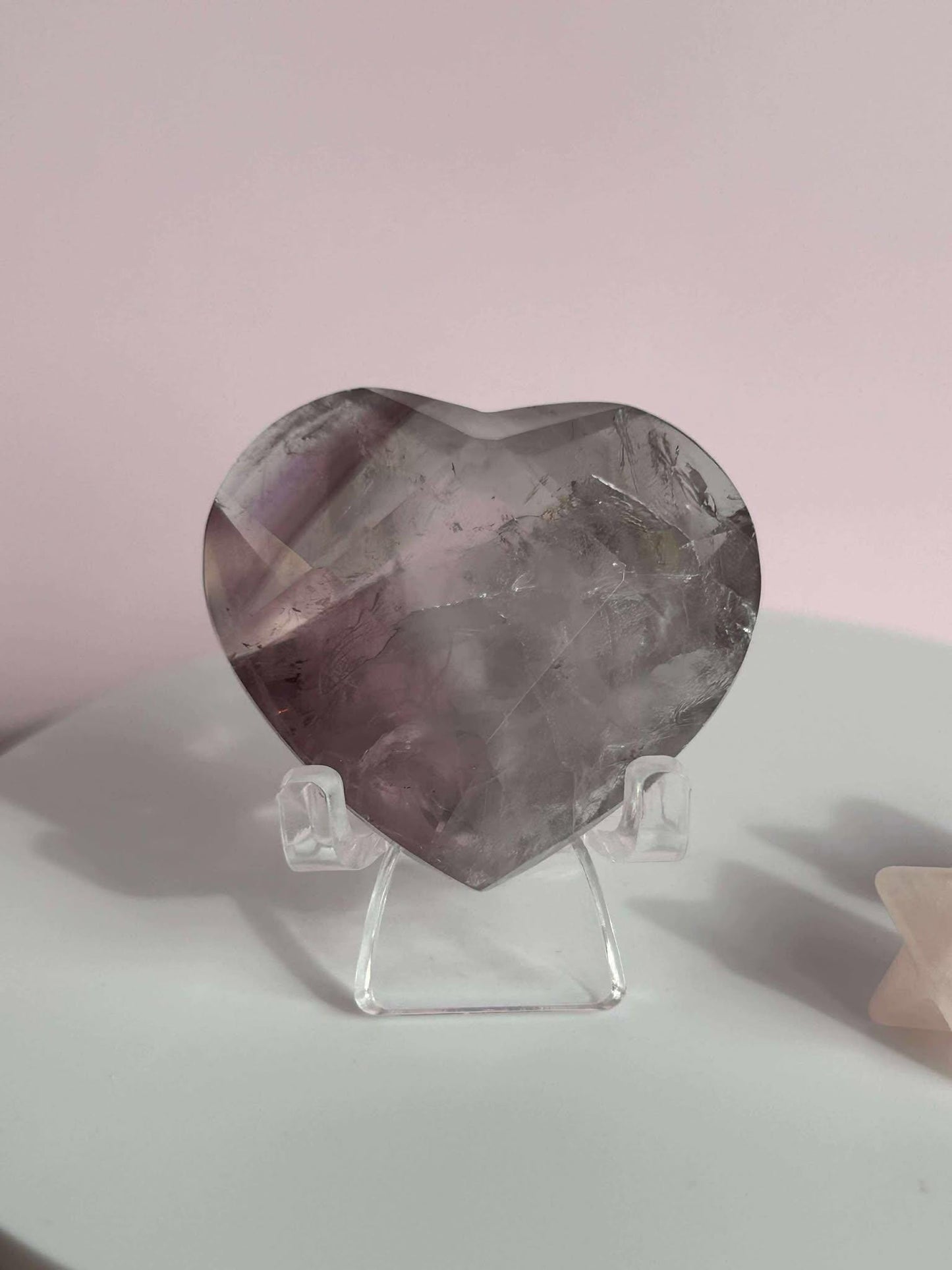 Amethyst Facet Heart Carving Anniversary Gift Mom To Be Gift Meditation Altar Room Decor Baby Shower Breakup Divorce Gift Calming Crystals