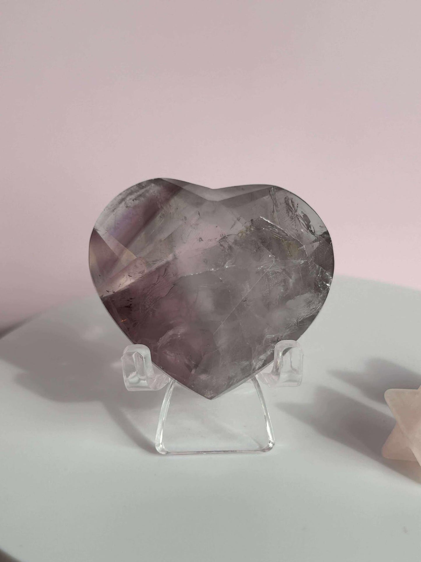 Amethyst Facet Heart Carving Anniversary Gift Mom To Be Gift Meditation Altar Room Decor Baby Shower Breakup Divorce Gift Calming Crystals