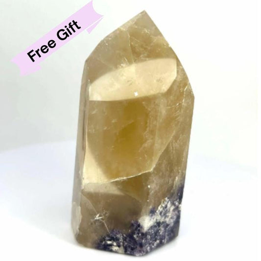 Citrine Lepidolite Crystal Point Solar Plexus Third Eye Meditation Feng Shui Libra Crystal Home Warming  Student Teacher Baby Shower Gift