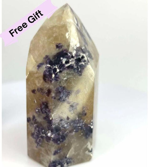 Citrine Lepidolite Crystal Point Solar Plexus Third Eye Meditation Feng Shui Libra Crystal Home Warming  Student Teacher Baby Shower Gift