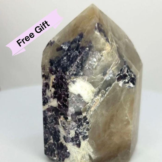 Citrine Lepidolite Crystal Point Solar Plexus Third Eye Meditation Feng Shui Libra Crystal Home Warming  Student Teacher Baby Shower Gift