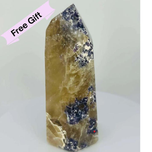 Citrine Lepidolite Crystal Point Solar Plexus Third Eye Meditation Feng Shui Libra Crystal Home Warming Student Teacher Baby Shower Gift