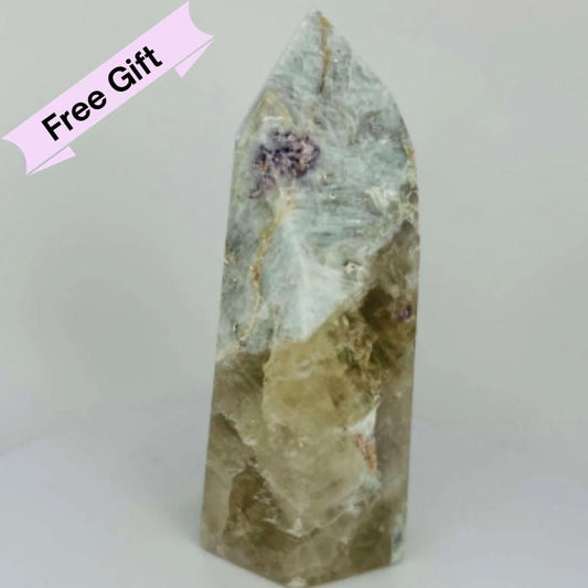 Citrine Lepidolite Crystal Point Solar Plexus Third Eye Meditation Feng Shui Libra Crystal Home Warming Student Teacher Baby Shower Gift