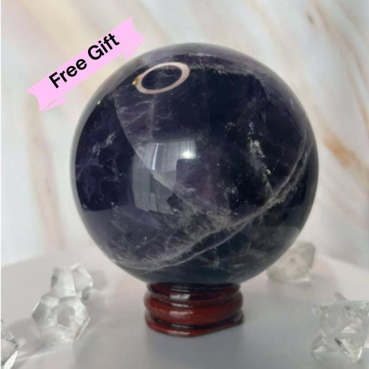 Amethyst Crystal Sphere Meditation Crown Chakra February Aquarius Crystal Home Warming Best Friend Gift Mom to be Altar decor Crystal Gift