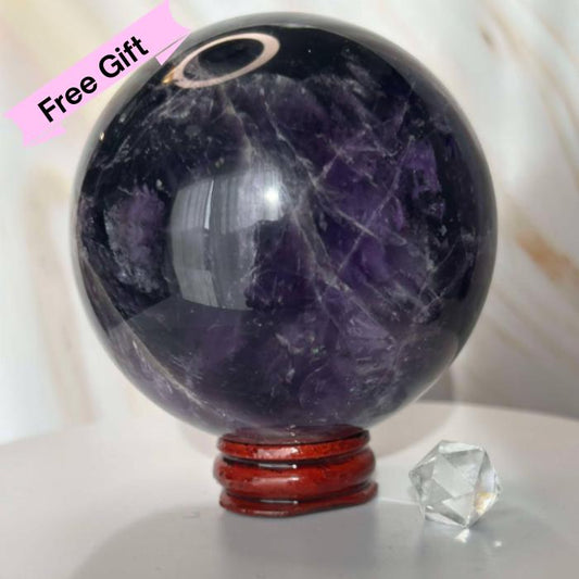 Amethyst Crystal Sphere Meditation Crown Chakra February Aquarius Crystal Home Warming Best Friend Gift Mom to be Altar decor Crystal Gift