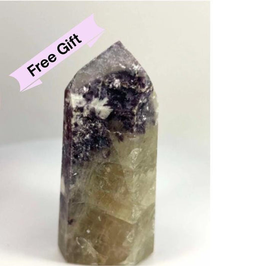 Citrine Lepidolite Crystal Point Solar Plexus Third Eye Meditation Feng Shui Libra Crystal Home Warming  Student Teacher Baby Shower Gift
