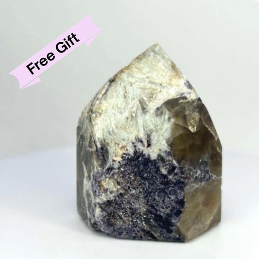 Citrine Lepidolite Crystal Point Solar Plexus Third Eye Meditation Feng Shui Libra Crystal Home Warming Student Teacher Baby Shower Gift
