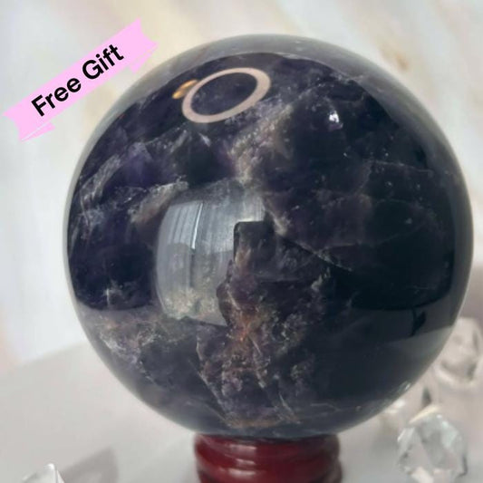 Amethyst Crystal Sphere Meditation Crown Chakra February Aquarius Crystal Home Warming Best Friend  Gift Mom to be Altar decor Crystal Gift