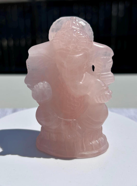 Ganesh Rose Quartz Carving Crystal Home Decor Meditation Altar Gift Mothers Day Anniversary Wedding Gift Heart Chakra May Crystal Birthstone