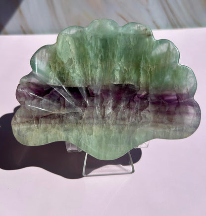 Fluorite Seashell Bowl Carved Dish Jewelry Holder Ocean Inspired Home Decor Gift for Beach Lover Bathroom Vanity Tray Coastal Mother Gift