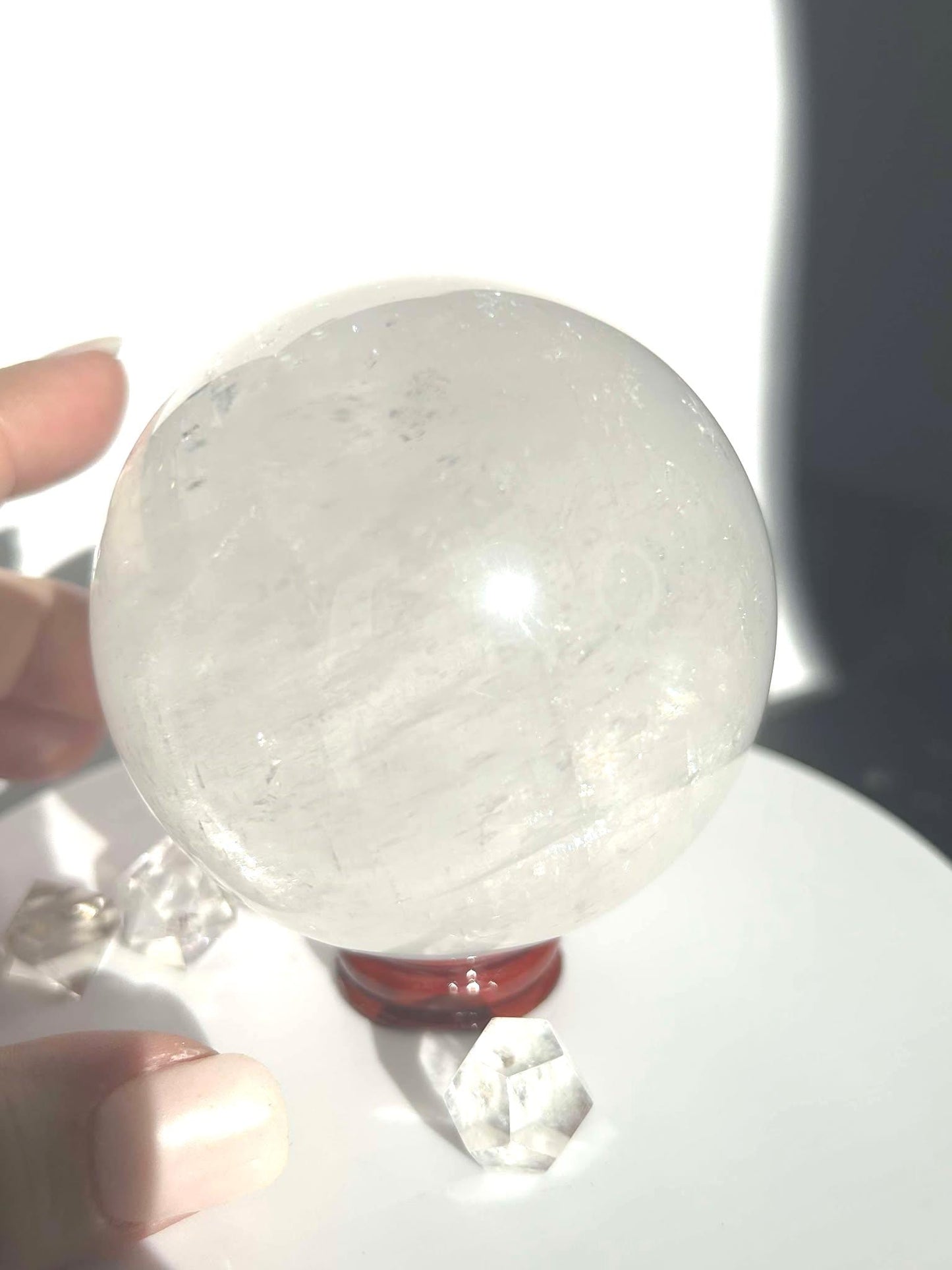Clear Quartz Crystal Sphere Meditation Crown Chakra Home Decor Feng Shui Healers Gift Yogis Teachers Students Love Nature Crystal 1.5 Lb