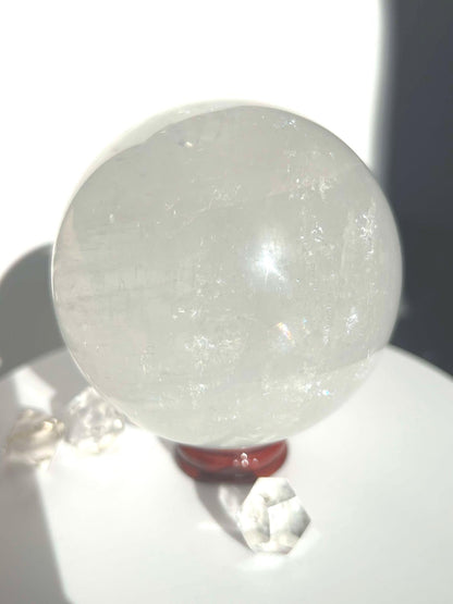 Clear Quartz Crystal Sphere Meditation Crown Chakra Home Decor Feng Shui Healers Gift Yogis Teachers Students Love Nature Crystal 1.5 Lb