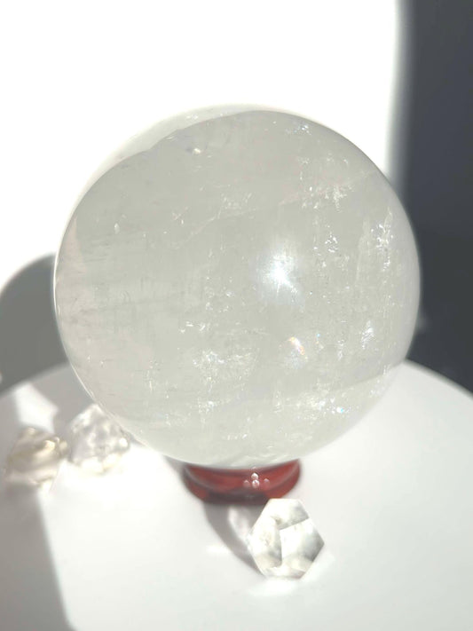 Clear Quartz Crystal Sphere Meditation Crown Chakra Home Decor Feng Shui Healers Gift Yogis Teachers Students Love Nature Crystal 1.5 Lb