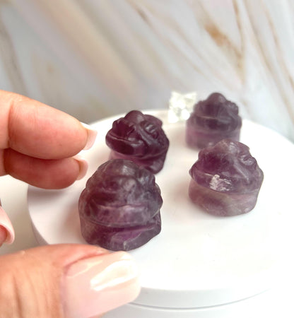 Money Toad Fluorite Carving Purple Stone Crown Chakra Feng Shui Dorm Bedroom Home Decor Gift New Mom New to Crystals New Love Back to school