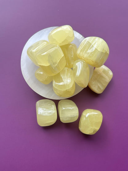 Lemon Calcite Polished Crystal Tumbled Stone Unique Bright Yellow Home Dorm Room Decor Anniversary Baby Shower Gift New To Crystal Christmas
