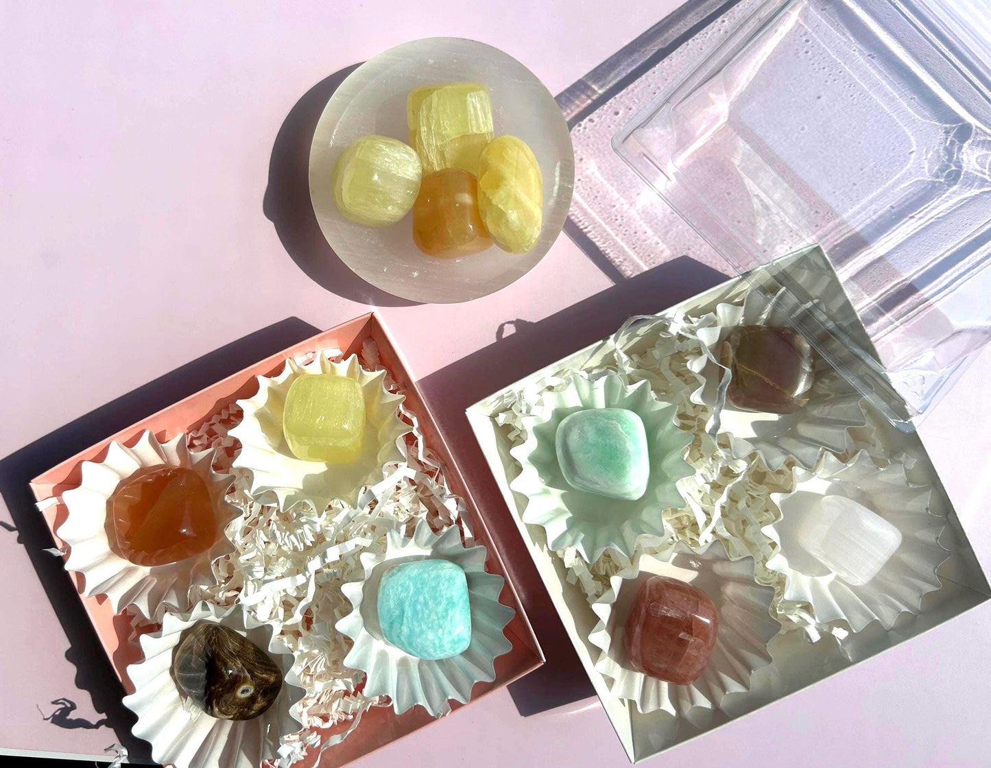 Honey Calcite Polished Crystal Tumbled Stone Unique Honey decorative accent home altar desk shelf display gift mom sister bridesmaid gift