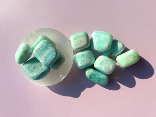 Blue Calcite Polished Crystal Tumbled Stone Calm Sky Blue Decorative Accent home  Bathroom display gift Baby shower gift Bridesmaid Gift