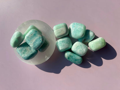 Blue Calcite Polished Crystal Tumbled Stone Calm Sky Blue Decorative Accent home  Bathroom display gift Baby shower gift Bridesmaid Gift