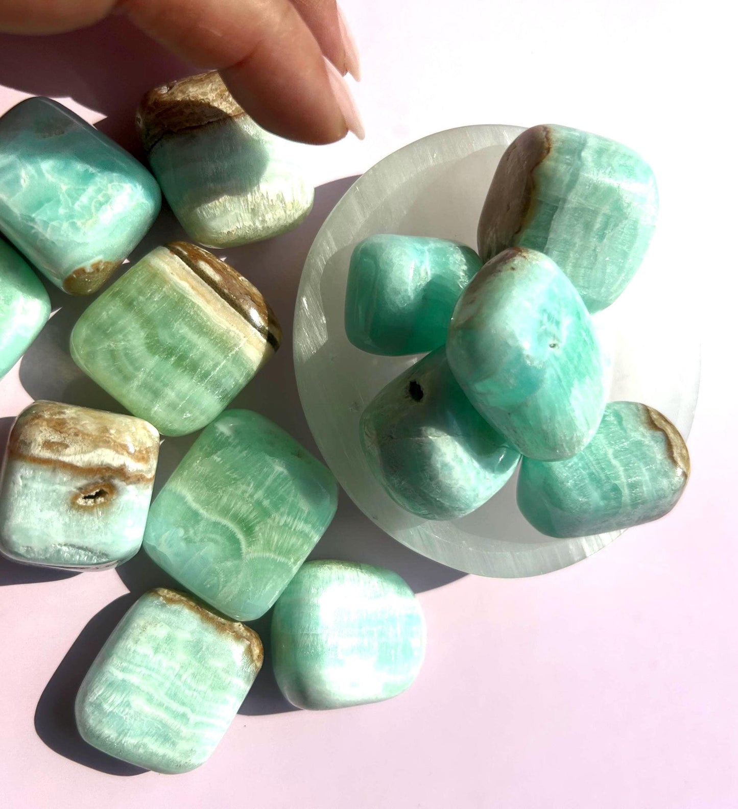 Caribbean Calcite Polished Crystal Tumbled Stone Calm Blue Decorative Accent home  Bathroom display gift Baby shower gift Bridesmaid Gift