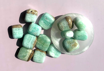 Caribbean Calcite Polished Crystal Tumbled Stone Calm Blue Decorative Accent home  Bathroom display gift Baby shower gift Bridesmaid Gift