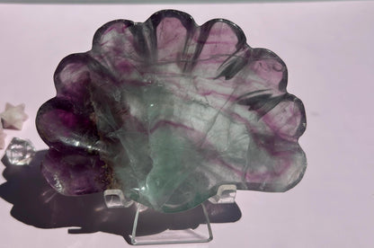 Fluorite Seashell Bowl Carved Dish Jewelry Holder Ocean Inspired Home Decor Gift for Beach Lover Bathroom Vanity Tray Coastal Mother Gift