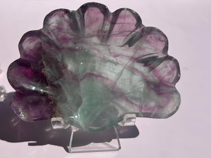 Fluorite Seashell Bowl Carved Dish Jewelry Holder Ocean Inspired Home Decor Gift for Beach Lover Bathroom Vanity Tray Coastal Mother Gift
