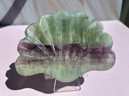 Fluorite Seashell Bowl Carved Dish Jewelry Holder Ocean Inspired Home Decor Gift for Beach Lover Bathroom Vanity Tray Coastal Mother Gift