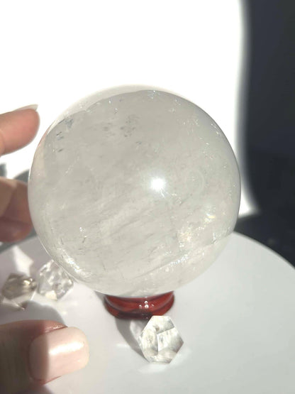 Clear Quartz Crystal Sphere Meditation Crown Chakra Home Decor Feng Shui Healers Gift Yogis Teachers Students Love Nature Crystal 1.5 Lb