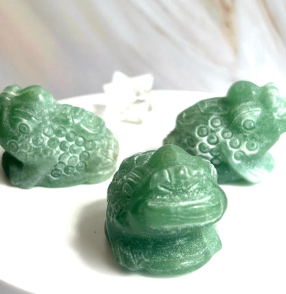 Money Toad Green Aventurine Carving Green Stone Heart Chakra Feng Shui Dorm Bedroom Home Decor Gift New Mom New to Crystals New Love New Job