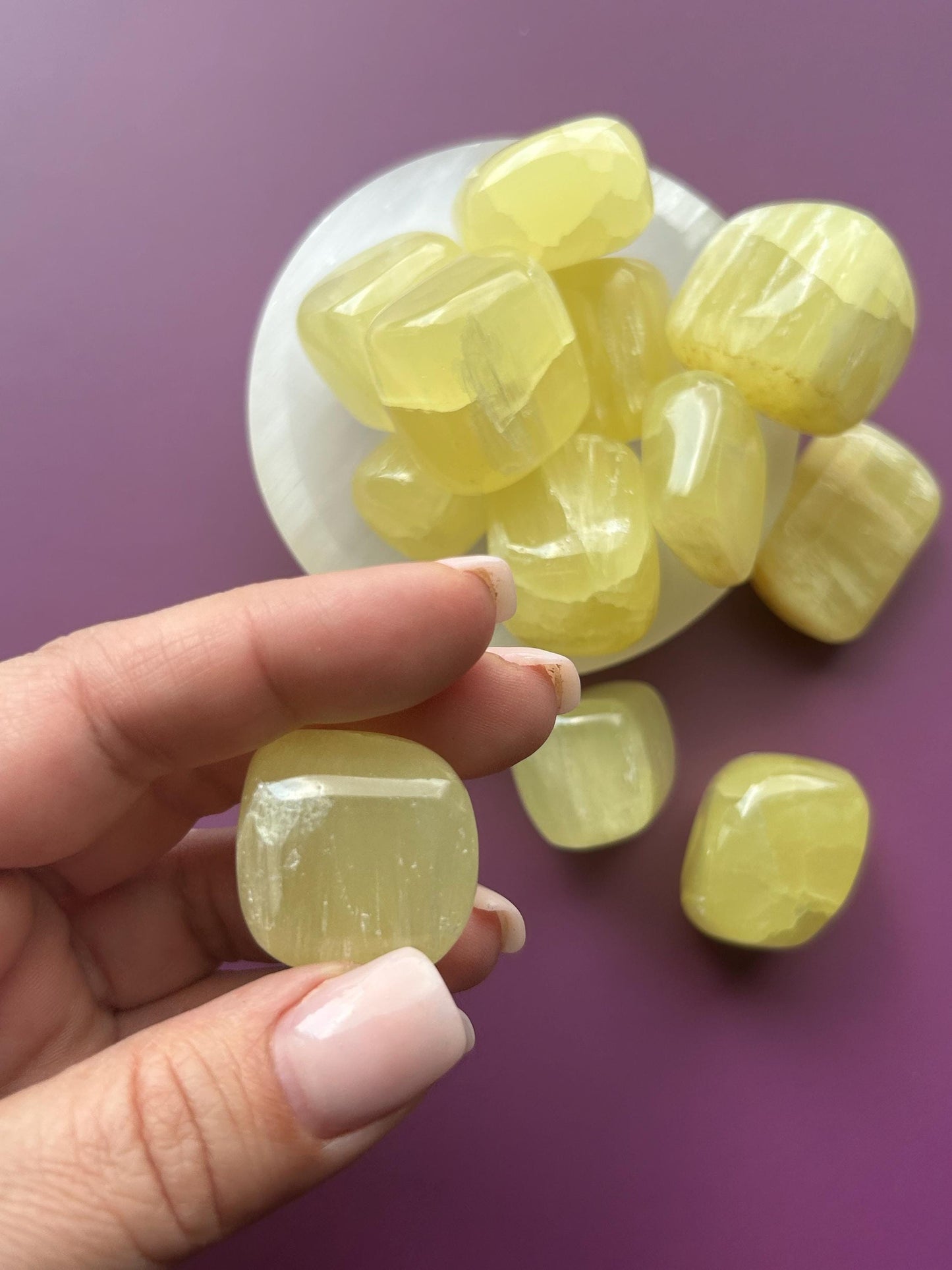 Lemon Calcite Polished Crystal Tumbled Stone Unique Bright Yellow Home Dorm Room Decor Anniversary Baby Shower Gift New To Crystal Christmas