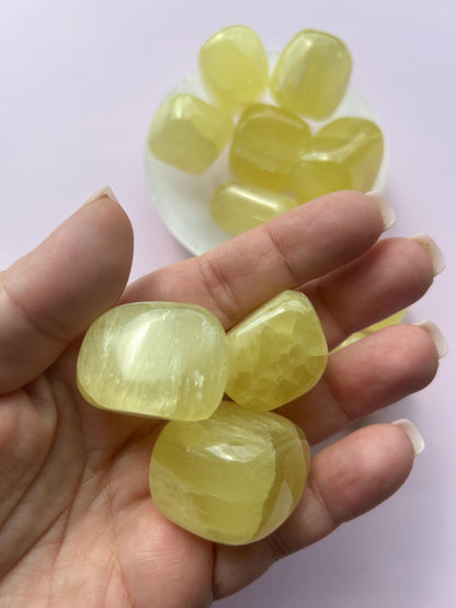 Lemon Calcite Polished Crystal Tumbled Stone Unique Bright Yellow Home Dorm Room Decor Anniversary Baby Shower Gift New To Crystal Christmas