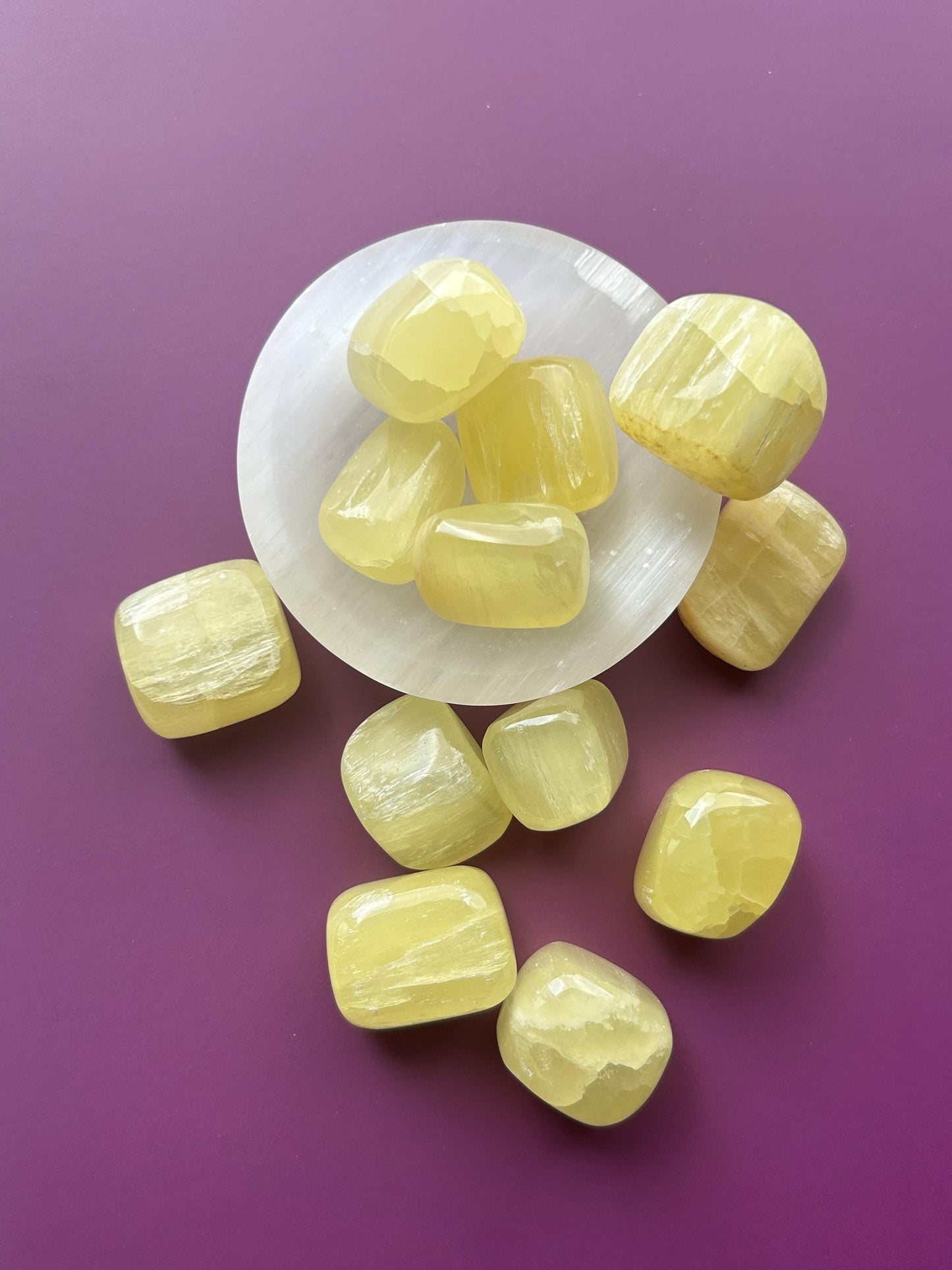 Lemon Calcite Polished Crystal Tumbled Stone Unique Bright Yellow Home Dorm Room Decor Anniversary Baby Shower Gift New To Crystal Christmas