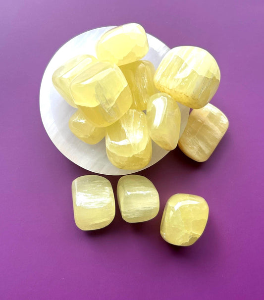 Lemon Calcite Polished Crystal Tumbled Stone Unique Bright Yellow Home Dorm Room Decor Anniversary Baby Shower Gift New To Crystal Christmas