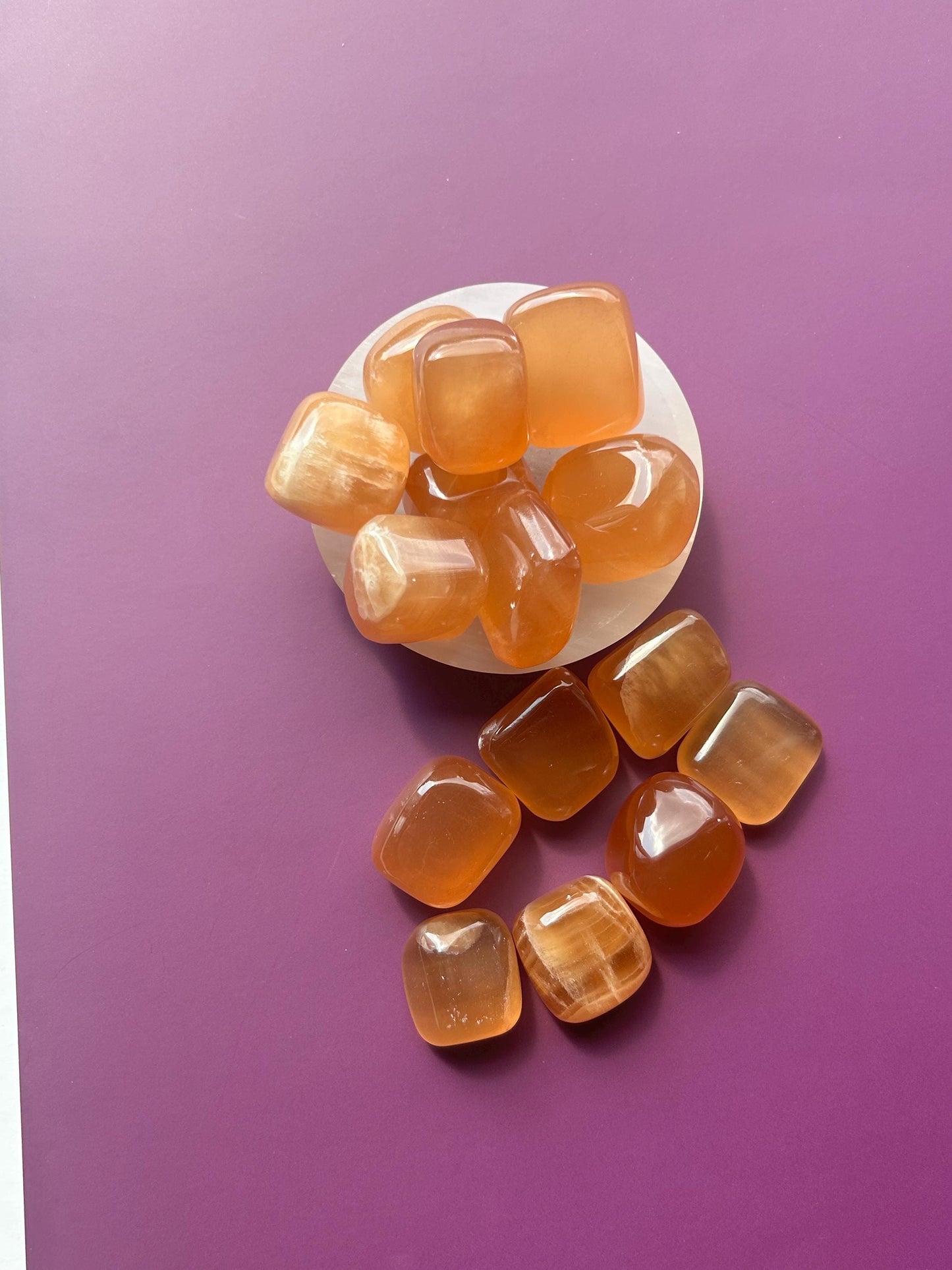 Honey Calcite Polished Crystal Tumbled Stone Unique Honey decorative accent home altar desk shelf display gift mom sister bridesmaid gift