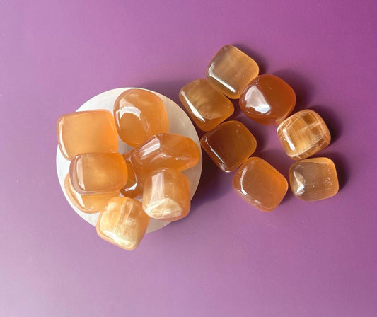 Honey Calcite Polished Crystal Tumbled Stone Unique Honey decorative accent home altar desk shelf display gift mom sister bridesmaid gift