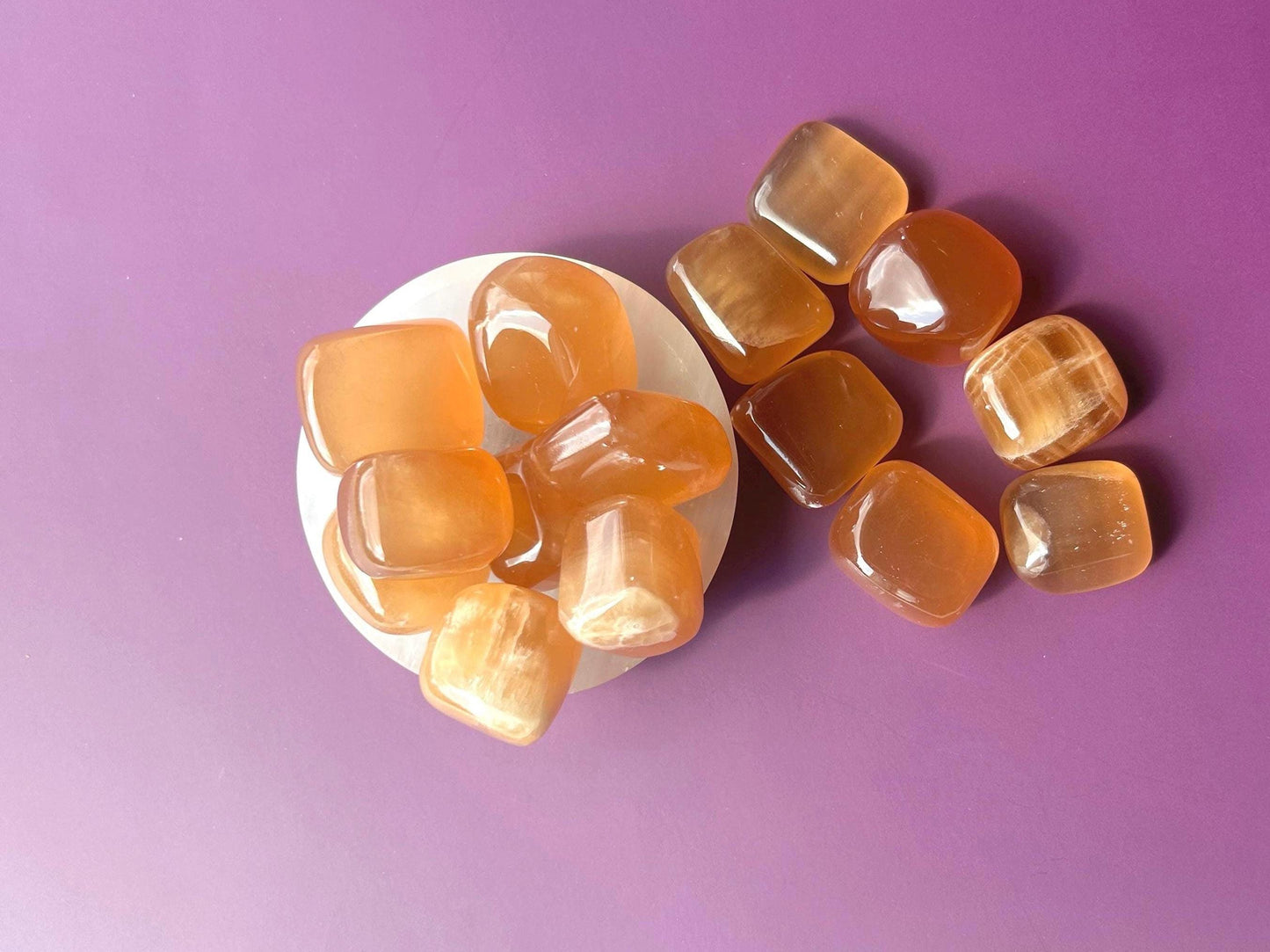 Honey Calcite Polished Crystal Tumbled Stone Unique Honey decorative accent home altar desk shelf display gift mom sister bridesmaid gift