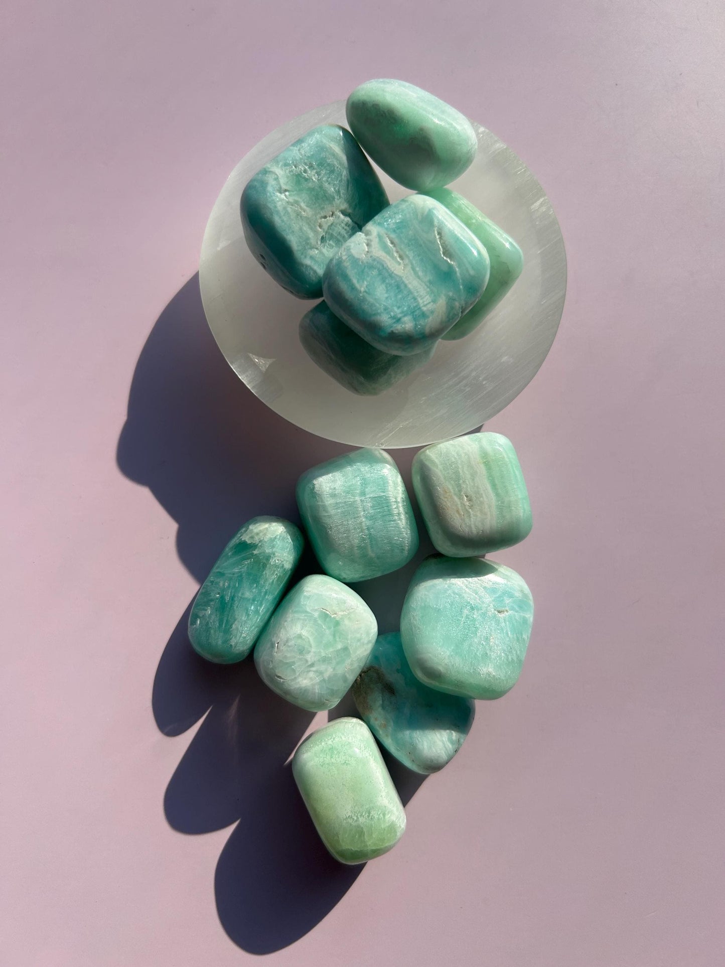 Blue Calcite Polished Crystal Tumbled Stone Calm Sky Blue Decorative Accent home  Bathroom display gift Baby shower gift Bridesmaid Gift